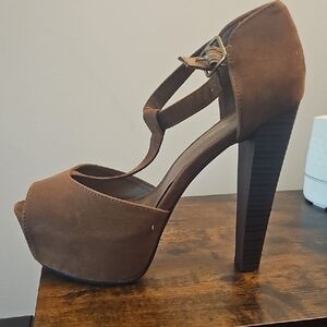Breckelles Brown Suede Platform Heels